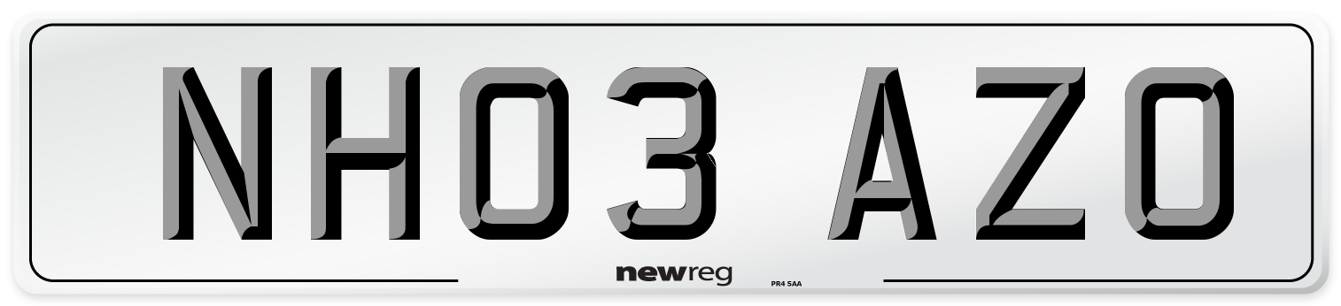 NH03 AZO Number Plate from New Reg